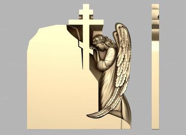 Memorial (Mourning angel with a cross, PM_0356) 3D models for cnc