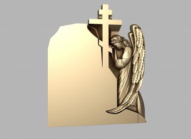 Memorial (Mourning angel with a cross, PM_0356) 3D models for cnc