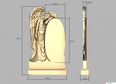 Memorial (Grieving angel, PM_0360) 3D models for cnc