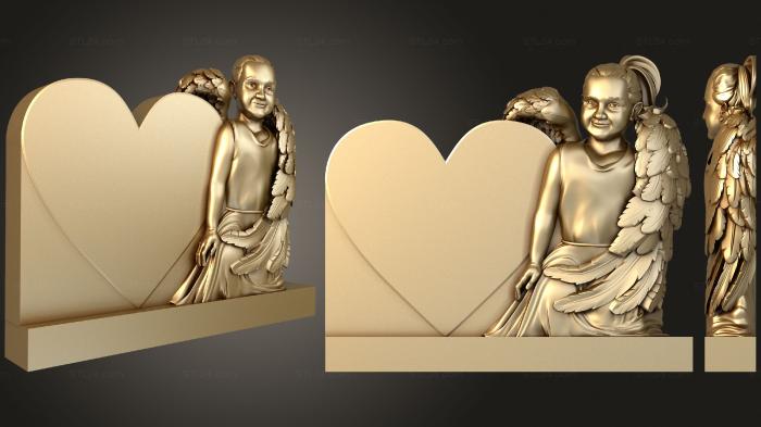 Memorial (Sculpture angel and heart, PM_0361) 3D models for cnc