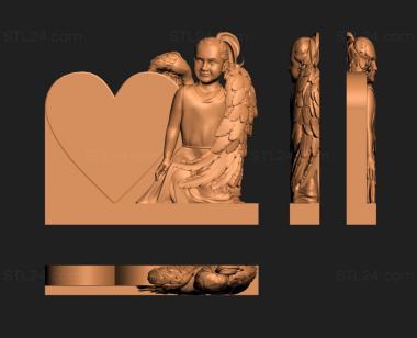 Memorial (Sculpture angel and heart, PM_0361) 3D models for cnc