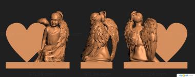 Memorial (Sculpture angel and heart, PM_0361) 3D models for cnc