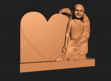 Memorial (Sculpture angel and heart, PM_0361) 3D models for cnc