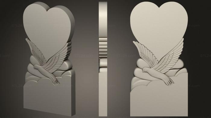Памятники (Памятник с голубем и сердцем, PM_0384) 3D модель для ЧПУ станка