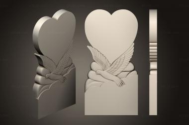 Memorial (Monument with a dove and a heart, PM_0384) 3D models for cnc