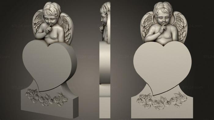 Памятники (Памятник с ангелочком, PM_0386) 3D модель для ЧПУ станка