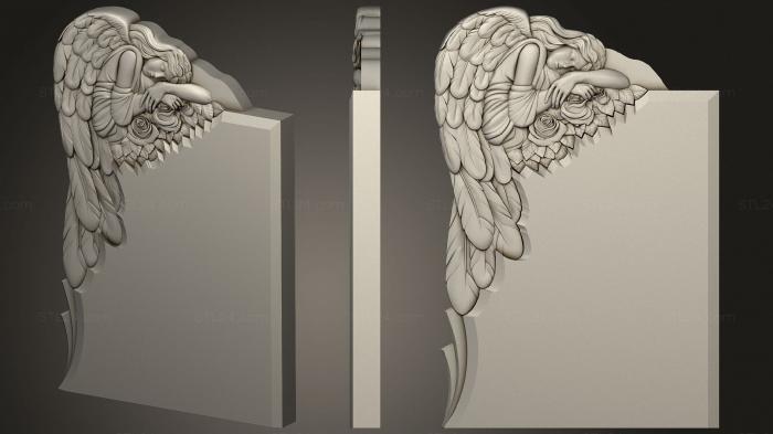 Памятники (Памятник со скорбящим ангелом, PM_0395) 3D модель для ЧПУ станка