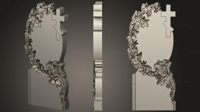 Памятники ( памятник с лилиями, PM_0398) 3D модель для ЧПУ станка