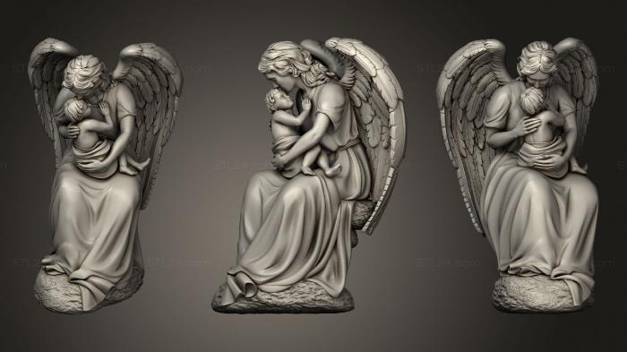 Памятники (Статуя ангел с ребенком, PM_0407) 3D модель для ЧПУ станка