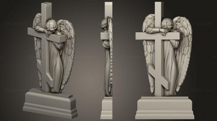 Памятники (Памятник c плачущим ангелом, PM_0409) 3D модель для ЧПУ станка