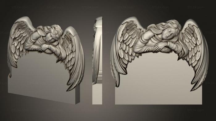 Памятники (Памятник ангел обнимающий крыльями стеллу 2, PM_0412) 3D модель для ЧПУ станка