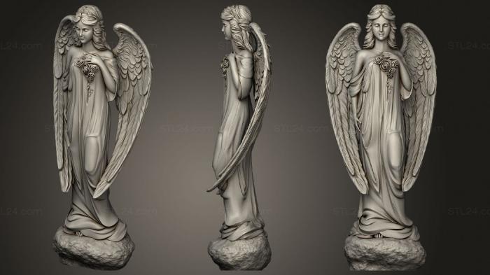 Памятники (Ангел с розами, PM_0427) 3D модель для ЧПУ станка