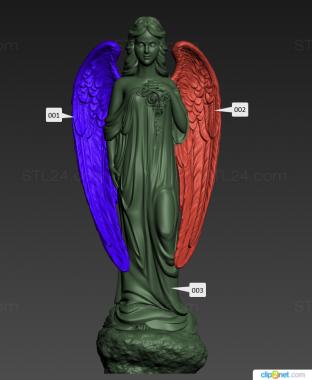 Memorial (Angel with roses, PM_0427) 3D models for cnc