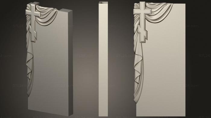 Memorial (Monument with a cross and flowing drapery, PM_0431) 3D models for cnc