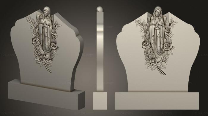 Memorial (Monument with an angel and roses version1, PM_0437) 3D models for cnc