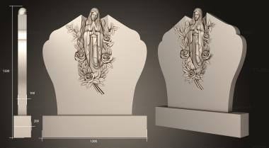 Memorial (Monument with an angel and roses version1, PM_0437) 3D models for cnc