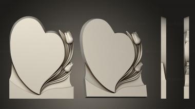 Memorial (Monument heart with roses version2, PM_0451) 3D models for cnc