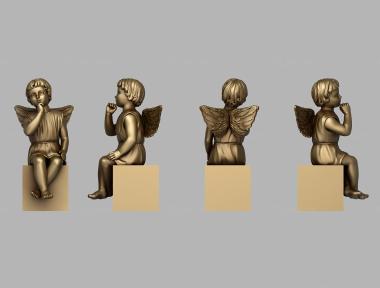 Memorial (Angel sitting down, PM_0457) 3D models for cnc