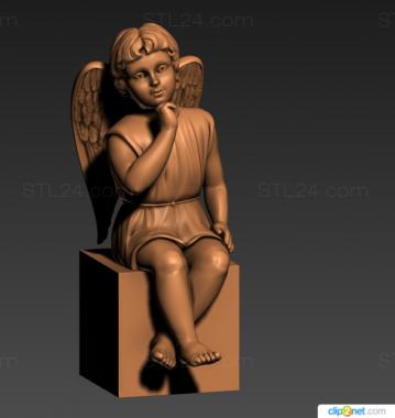 Memorial (Angel sitting down, PM_0457) 3D models for cnc