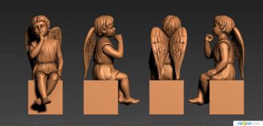 Memorial (Angel sitting down, PM_0457) 3D models for cnc