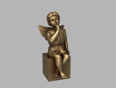 Memorial (Angel sitting down, PM_0457) 3D models for cnc