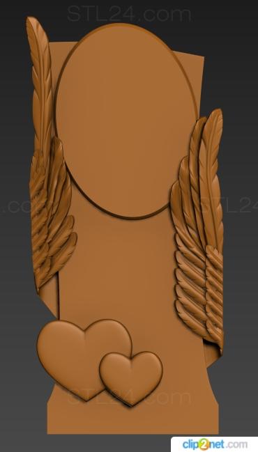 Memorial (Monument with wings and heart, PM_0464) 3D models for cnc