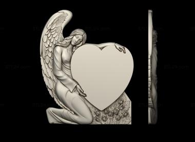 Memorial (Monument with a girl and a heart, PM_0472) 3D models for cnc