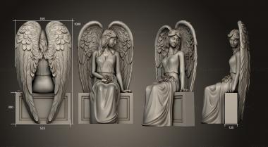 Memorial (Angel with roses sitting version1, PM_0482) 3D models for cnc