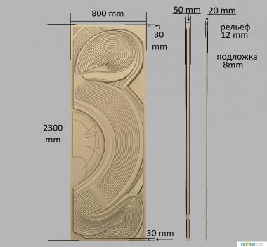 Geometrical panel (Door with waves, PGM_0243) 3D models for cnc