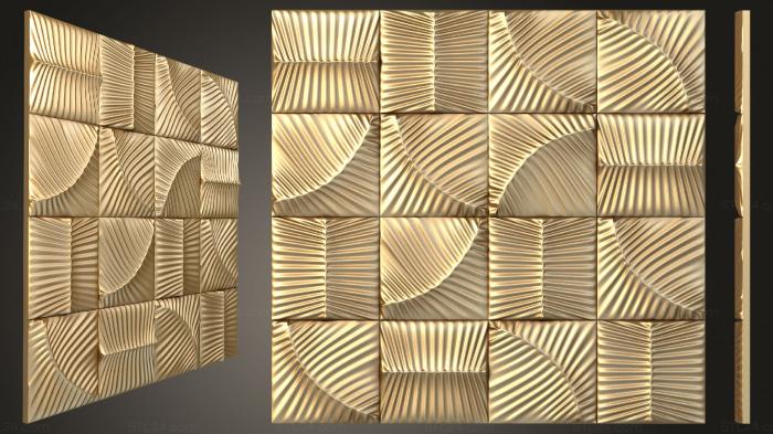 Geometrical panel (Panel of squares with leaf imitation, PGM_0252) 3D models for cnc