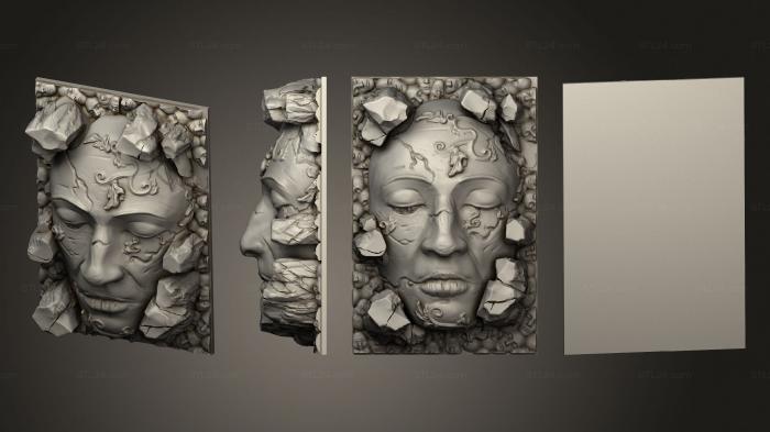 Geometrical panel (Kingdom Death Terrain V2 Giant Stone Face 1, PGM_0713) 3D models for cnc