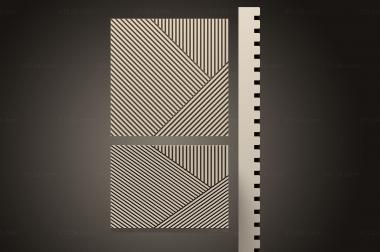 Geometrical panel (Ribbed tile 2, PGM_1002) 3D models for cnc