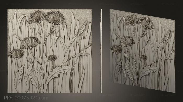 Floral panel (Motley grass, PRS_0007) 3D models for cnc