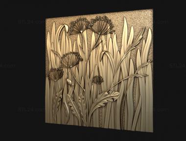 Floral panel (Motley grass, PRS_0007) 3D models for cnc