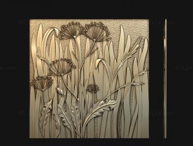 Floral panel (Motley grass, PRS_0007) 3D models for cnc