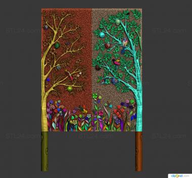 Floral panel (Trees, PRS_0008) 3D models for cnc