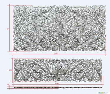 Floral panel (Floral pattern, PRS_0009) 3D models for cnc