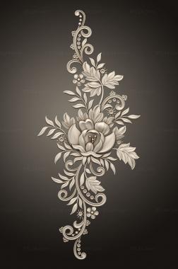 Floral panel (Decorative cake decoration version1, PRS_0011) 3D models for cnc