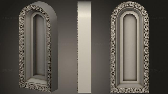 Square panels (Carved arch with decoration, PN_0324) 3D models for cnc