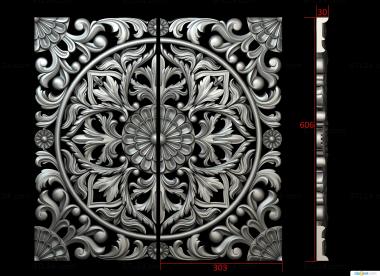 Square panels (Carved facades on a pedestal, PN_0341) 3D models for cnc