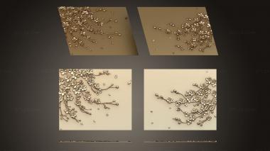 Square panels (Cherry blossom panel, PN_0348) 3D models for cnc