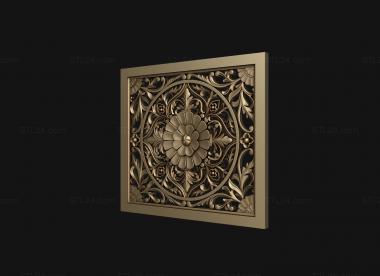 Square panels (Carved facade, PN_0351) 3D models for cnc