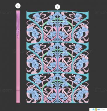 Square panels (Art nouveau panel and pillar, PN_0364) 3D models for cnc