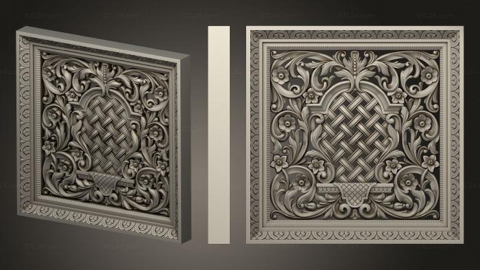 Square panels (Carved church panel, PN_0365) 3D models for cnc
