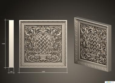 Square panels (Carved church panel, PN_0365) 3D models for cnc