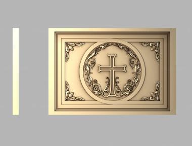 Church panel (Panel on the throne with a cross and decors, PC_0315) 3D models for cnc