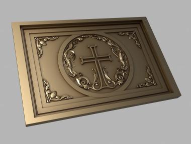 Church panel (Panel on the throne with a cross and decors, PC_0315) 3D models for cnc