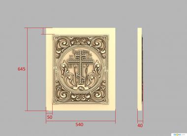 Church panel (Panel with a cross in a circle, PC_0319) 3D models for cnc