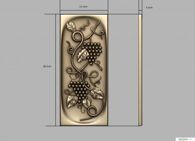 Church panel (Carving with decorative grapes on the facade of the kitchen, PC_0345) 3D models for cnc