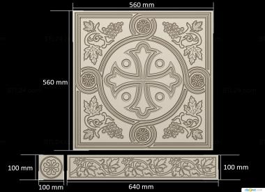 Church panel (Throne with concave relief pattern, PC_0375) 3D models for cnc